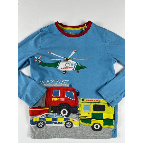 Mini Boden Lift Flap Emergency Responders Blue Applique Long Sleeve size  9-10 - Picture 2 of 12